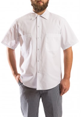 Short Sleeve food shirt, button closure, gripper at collar