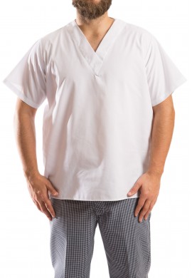 Chemise à manches courtes, col en V, sans poche