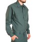 Long sleeve industrial shirt, button closure, gripper at collar